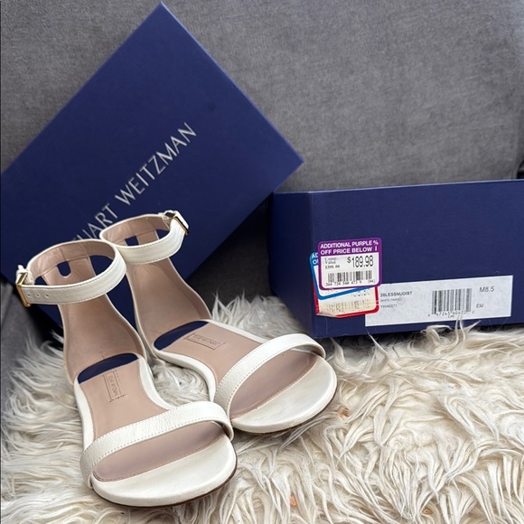 Stuart Weitzman Shoes - Stuart Weitzman White Stiletto Sandals with Ankle Strap